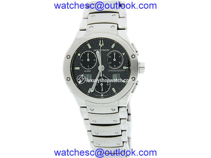 Bulova Accutron Breckenridge 26B29 Chronograph Stainless Steel 37mm Mens Wrist Watch Bulova