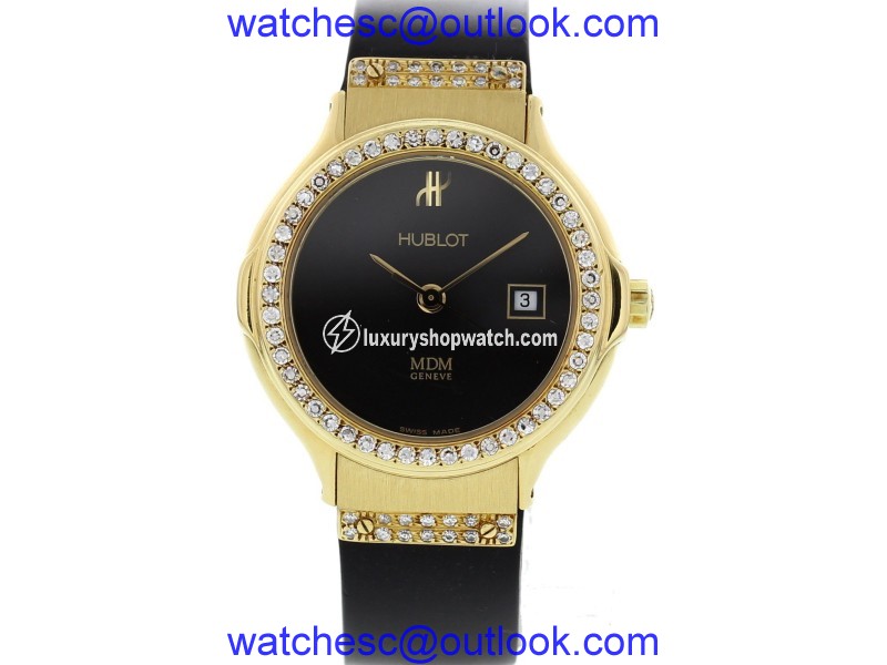 Hublot MDM 139.10.5 18K Yellow Gold & Rubber w/Diamonds 27mm Womens Watch Hublot