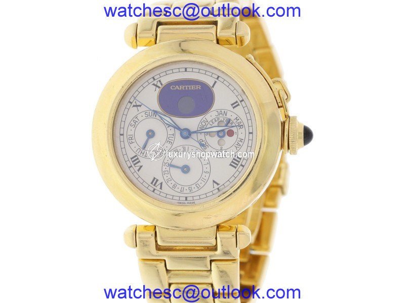 Cartier Pasha 30003 Perpetual Calendar 18K Yellow Gold Automatic 38mm Mens Watch Cartier