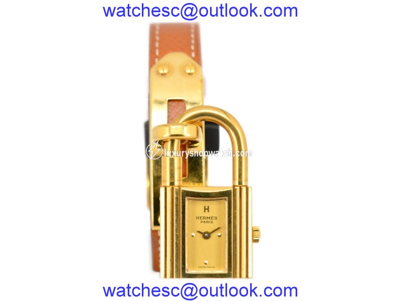 Hermes Kelly Gold Plated / Leather 20mm Womens Watch