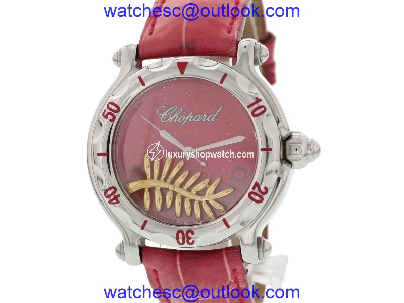 Chopard Happy Sport 28/8455 Stainless Steel & Leather Pink Dial Quartz 39mm Womens Watch Chopard