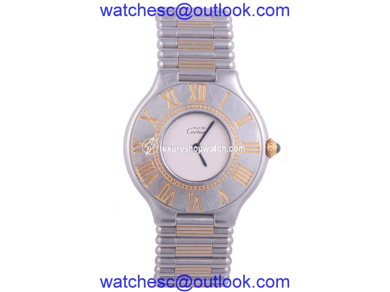 Cartier Must De 21 Stainless Steel & 18K Yellow Gold Quartz 29mm Womens Watch Cartier