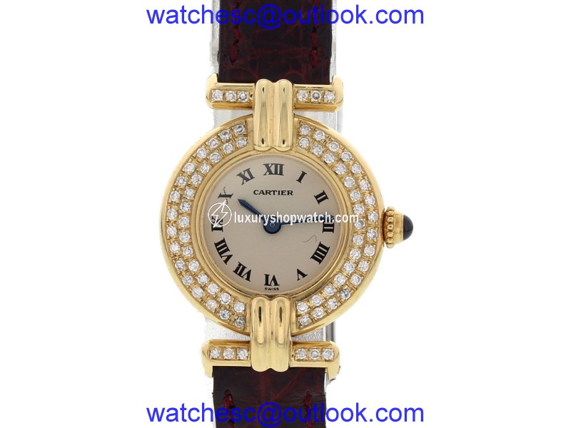 Cartier Colisee 881095 18K Yellow Gold / Leather with White Dial Vintage 24mm Womens Watch Cartier