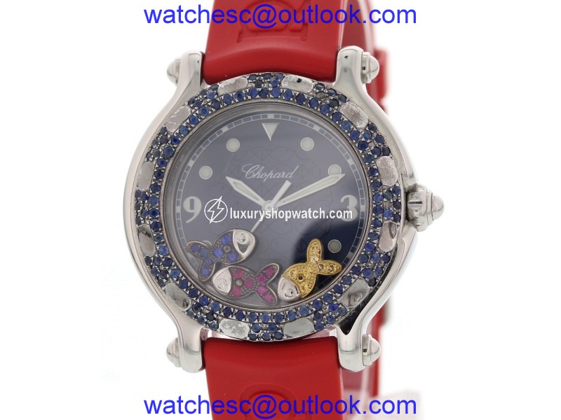 Chopard Happy Sport 27/8921-402 Stainless Steel & Rubber wDiamonds Quartz 33mm Womens Chopard