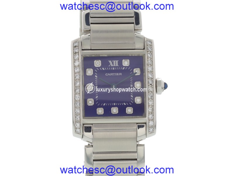 Cartier Tank Francaise 2301 Stainless Steel & Blue Dial 25mm Womens Watch Cartier