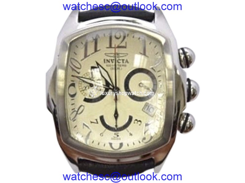 Invicta Lupah Dragon Chronograph 2093 Stainless Steel Black Leather Strap 46mm Mens Watch Invicta