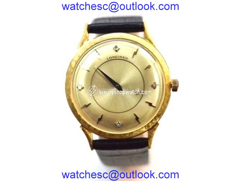 Longines Admiral 14K Yellow Gold Diamond Dial 33mm Mens Vintage Watch Longines
