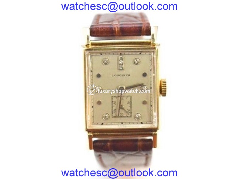 Longines 14K Yellow Gold Diamond Dial Dress 23mm Mens Vintage Watch Longines
