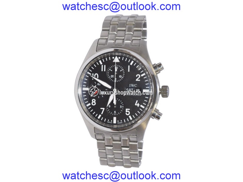 IWC Pilots Chronograph Black Dial Stainless Steel 42mm Mens Watch IWC