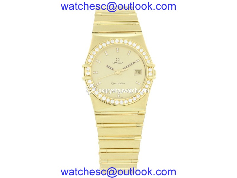 Omega Constellation 4961080 18K Yellow Gold Quartz 33mm Mens Watch Omega