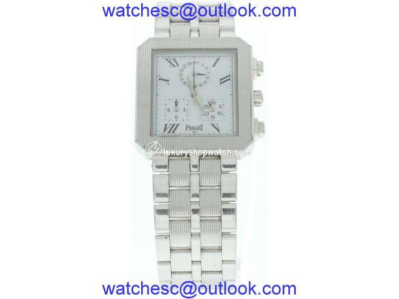 Piaget Protocol 14524 M601D 18K White Gold Quartz 28mm Mens Watch Piaget