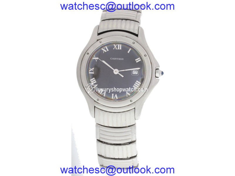 Cartier Panthere Cougar 987904 Stainless Steel Black Dial Quartz 35mm Mens Watch Cartier