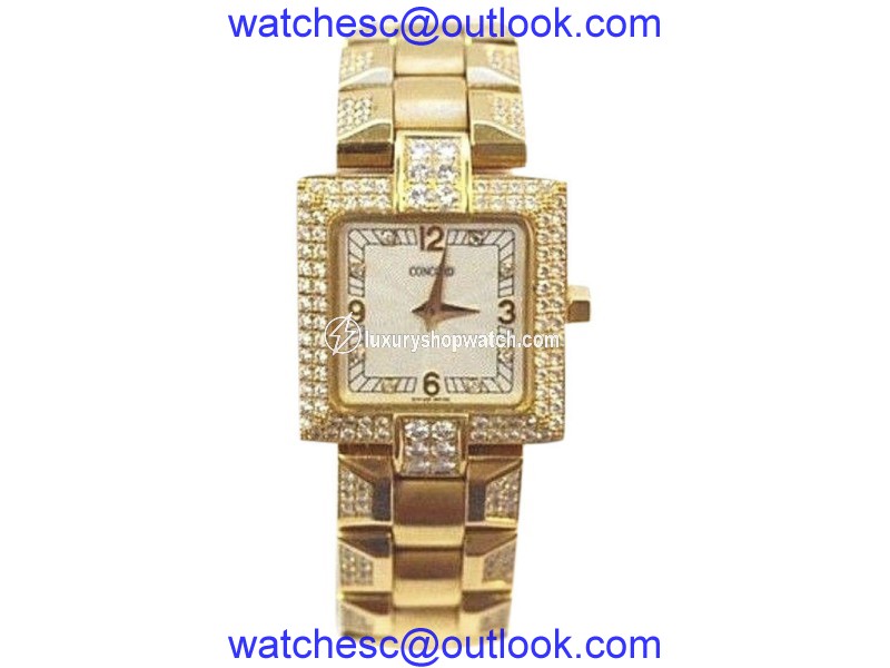 Concord La Scala 18K Yellow Gold Diamond 28mm Womens Watch Concord
