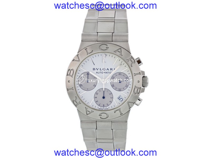 Bulgari Diagono CH 35 S Stainless Steel White Dial Automatic 35.5mm Mens Watch Bulgari