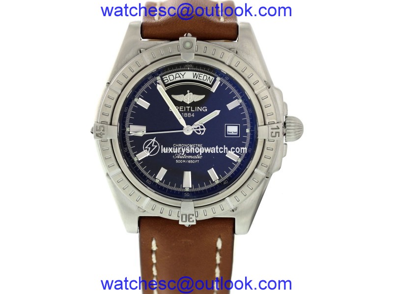 Breitling Windrider A45355 Stainless Steel & Leather Automatic 44mm Mens Watch Breitling