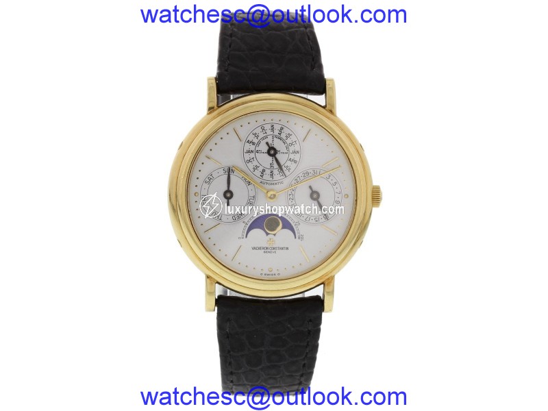 Vacheron Constantin Perpetual Calendar 43031/3 18K Yellow Gold & Leather Automatic 36mm Unisex Watch Vacheron Constantin