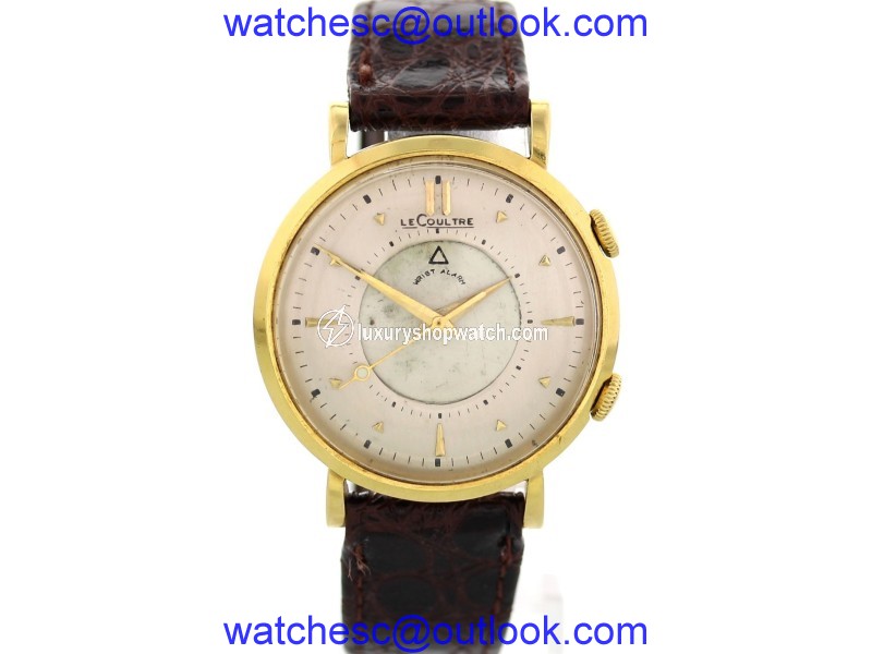 LeCoultre Memovox 14K Yellow Gold & Leather Manual Vintage 35mm Mens Watch LeCoultre