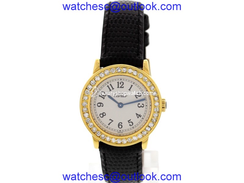 Cartier Must de Cartier 1801 Argent and Leather with Diamonds Quartz 27mm Womens Watch Cartier