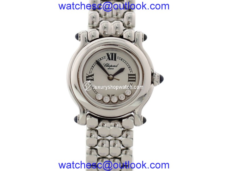 Chopard Happy Sport 27/8250-23 Stainless Steel White wFloating Diamonds Quartz 25mm Womens Watch Chopard