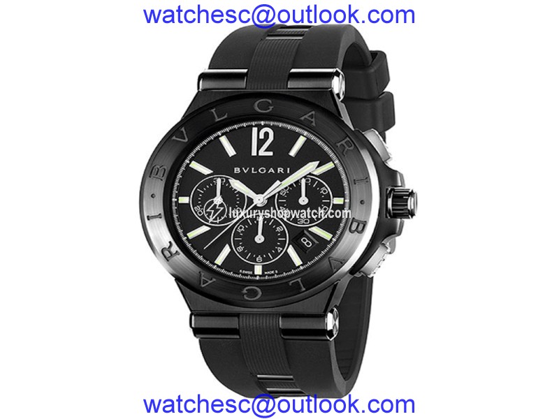Bulgari Diagono Ultranero Black DLC Chrono 42mm Mens Watch DG42BBSCVDCH Bulgari"