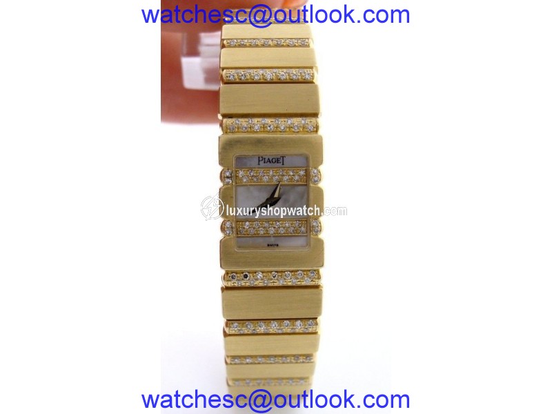 Piaget 18K Yellow Gold Mini Polo Mother Of Pearl Diamond Watch Piaget