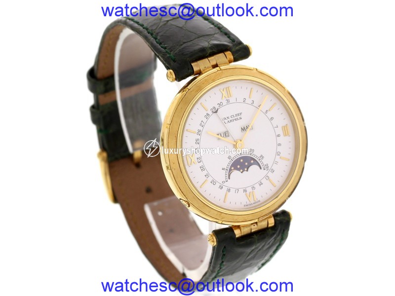 Van Cleef & Arpels La Collection 111023 18K Yellow Gold Moon Phase Vintage Watch Van Cleef & Arpels