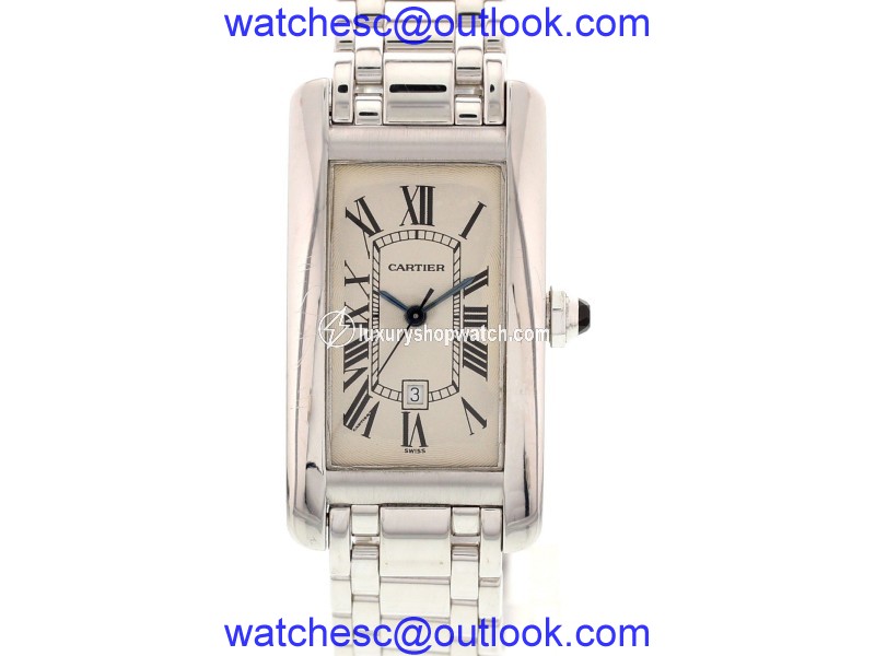 Cartier 1726 Tank Am��ricaine 18K White Gold Automatic Unisex Watch Cartier