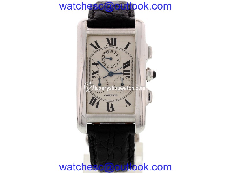 Cartier 2312 Tank Americaine 18K White Gold Chronograph Unisex Watch Cartier