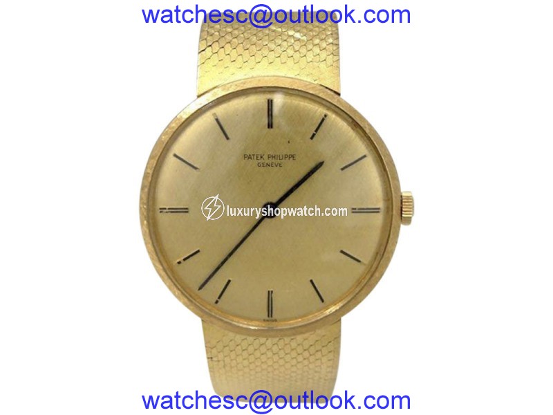 Patek Philippe Geneve 18K Yellow Gold Gold Dial Mnaual Vintage 33mm Mens Watch Patek Philippe