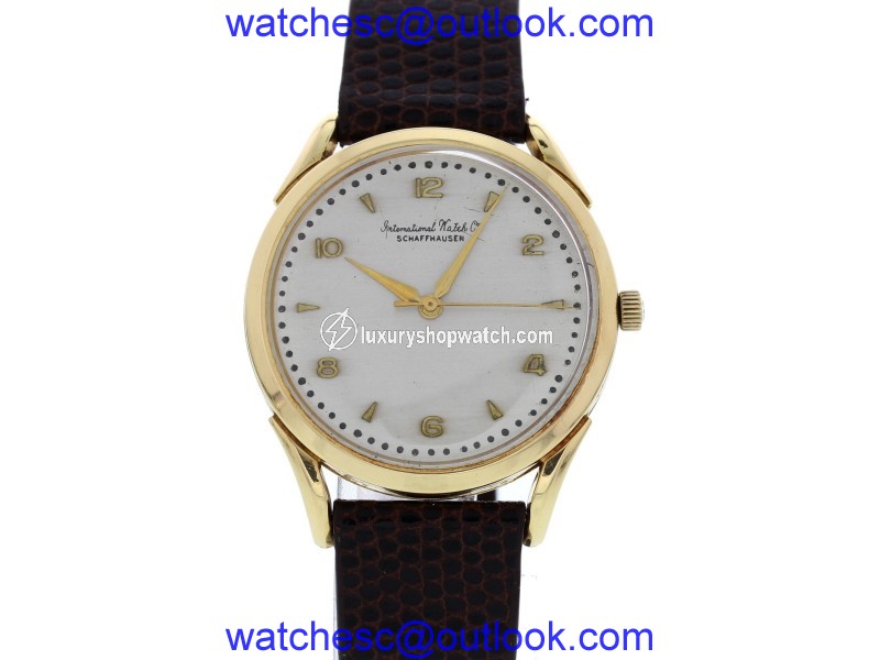 IWC Schaffhausen 18K Yellow Gold & Leather Manual Vintage 36mm Mens Watch IWC