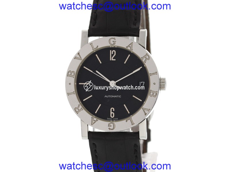 Bulgari Stainless Steel BB 33 SLD Stainless Steel & Leather Black Dial Automatic 33mm Womens Watch Bulgari