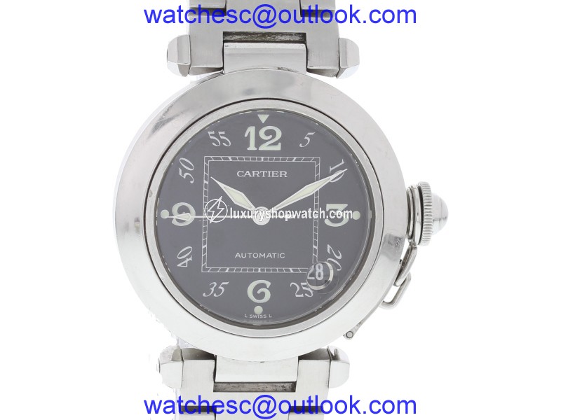 Cartier Pasha 2324 Stainless Steel Black Dial Automatic 36mm Unisex Watch Cartier