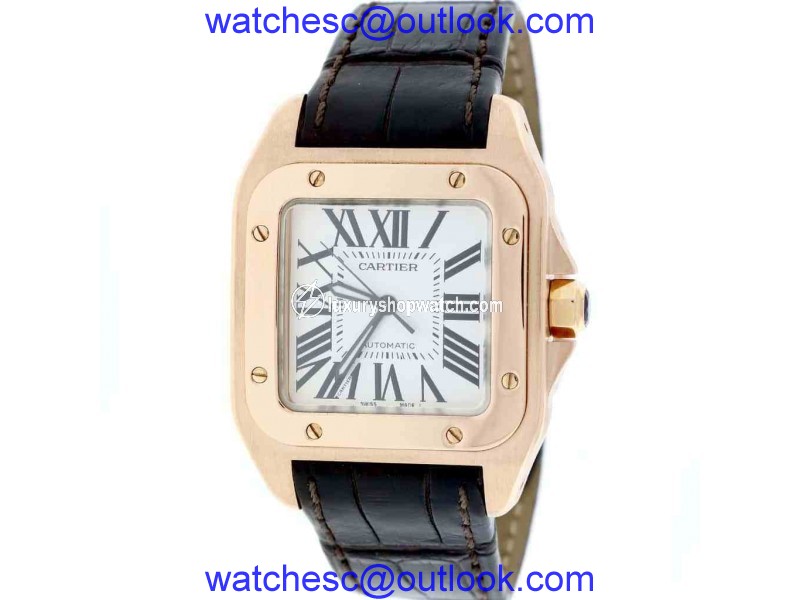 Cartier Santos W20108Y1 18K Rose Gold with Silver Dial 33mm Unisex Watch Cartier