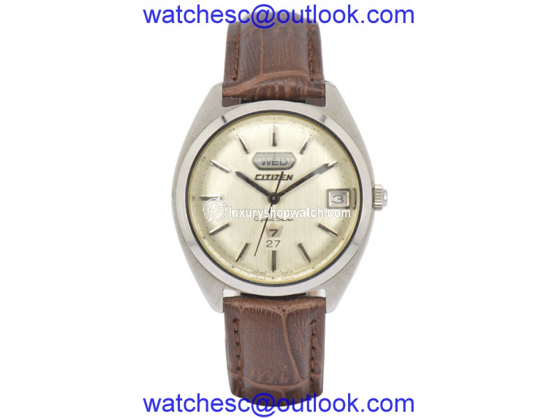 Citizen Crystal Seven Stainless Steel & Leather Automatic 36.5mm Men's Watch Citizen