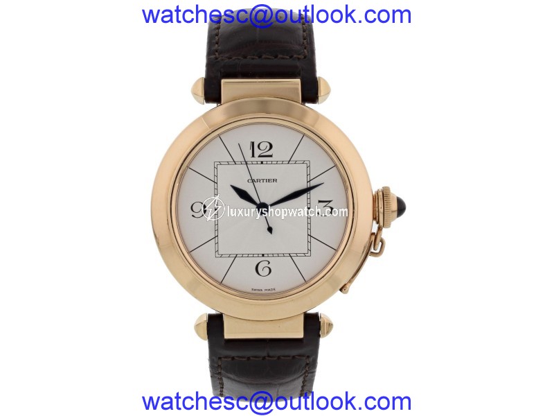 Cartier Pasha 2770 18K Rose Gold & Leather Automatic 42mm Mens Watch Cartier