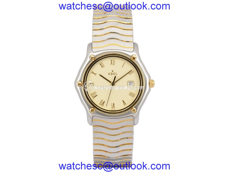 Ebel Sport Classic Wave 18K Yellow Gold / Stainless Steel 32mm Womens Watch Ebel