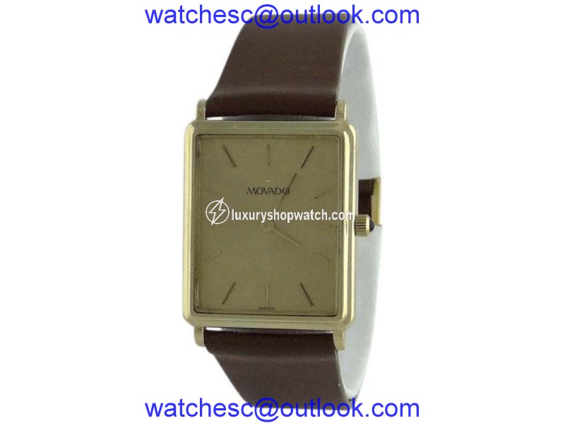 Movado 95809 14K Yellow Gold / Leather 24mm Mens Watch Movado