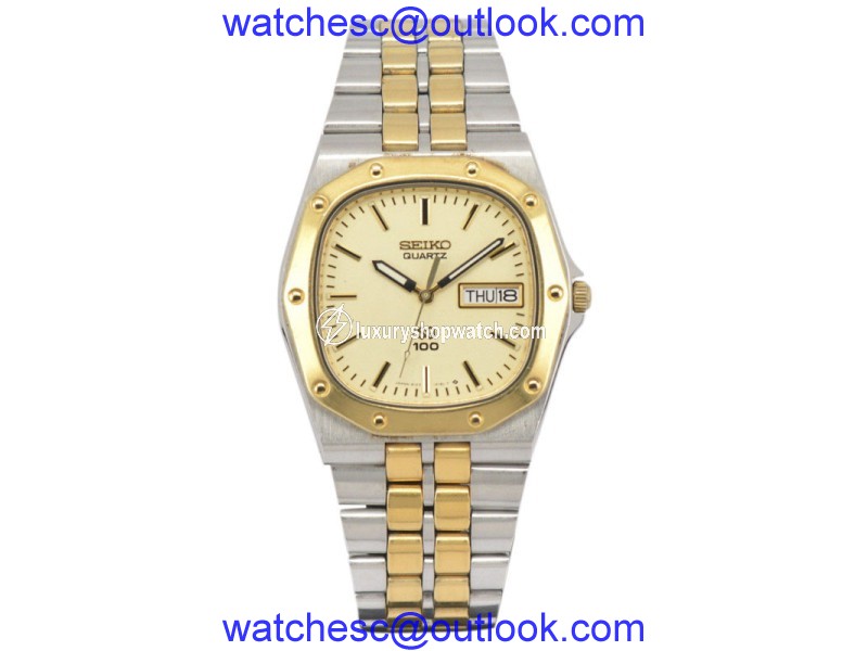 Seiko 8123-5160 Stainless Steel / Gold Plated Quartz 36mm Mens Watch Seiko