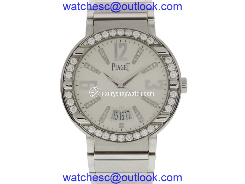 Piaget Polo P10183 18K White Gold & Diamond Automatic 38mm Womens Watch Piaget