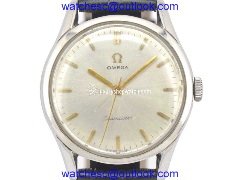 Omega Seamaster Stainless Steel / Leather Manual Vintage 36mm Mens Watch Omega