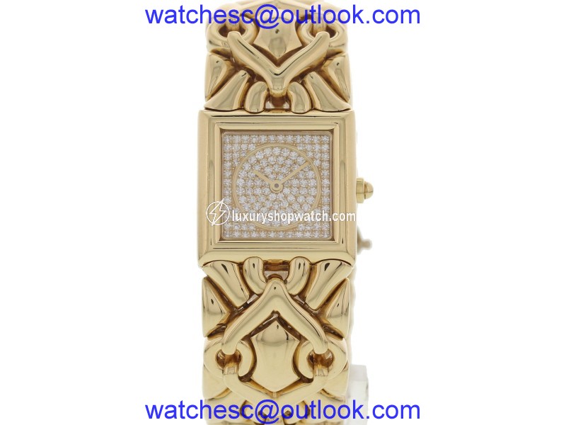 Bulgari Parentesi BJ 06 18K Yellow Gold with Pave Diamond Quartz 21.5mm Womens Watch Bulgari