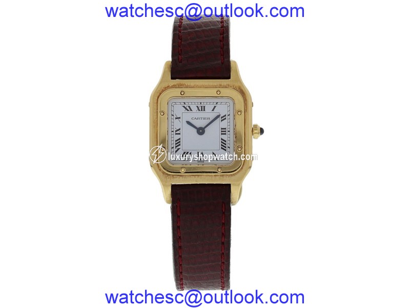 Cartier Santos Dumont 1576 18K Yellow Gold & Leather Manual 23mm Womens Watch Cartier