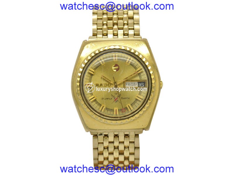 Rado Purple Sabre Gold Plated Automatic Vintage 36mm Mens Watch RADO