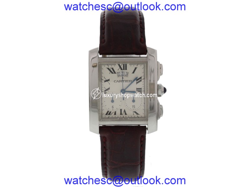Cartier Tank Francaise 2653 Stainless Steel & Leather Quartz 29mm Unisex Watch Cartier