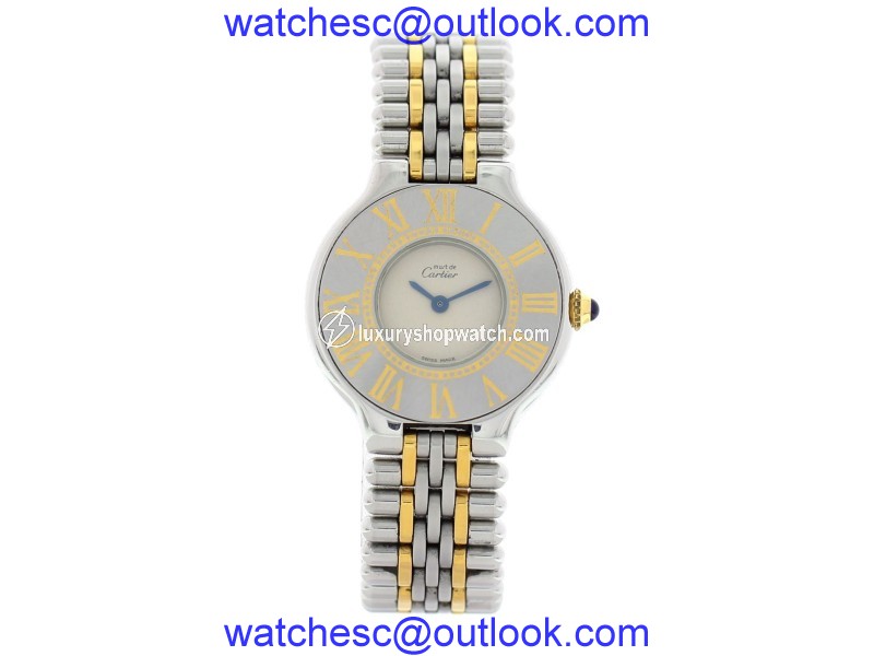 Cartier Must De 18K Yellow Gold & Stainless Steel Quartz 28mm Womens Watch Cartier
