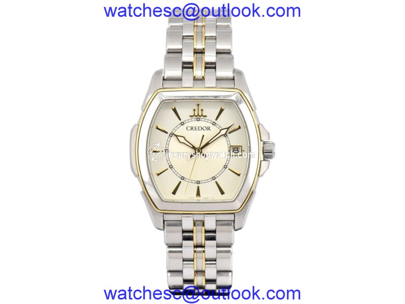 Seiko Credor Signo Pashifiku GCAX972 18K Yellow Gold / Stainless Steel Quartz 37.5mm Mens Watch Seiko