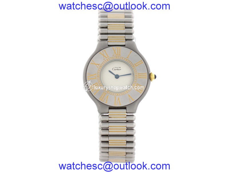 Cartier Must 21 Stainless Steel & 18K Yellow Gold Quartz 31mm Womens Watch 1980s Cartier