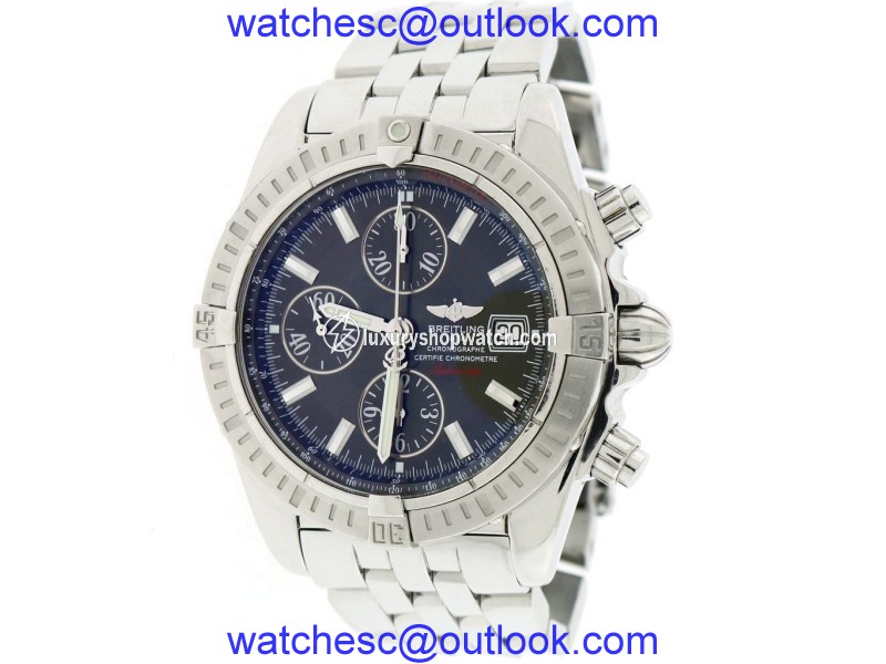 Breitling Evolution A13356 Stainless Steel with Black Stick Dial 44mm Mens Watch Breitling