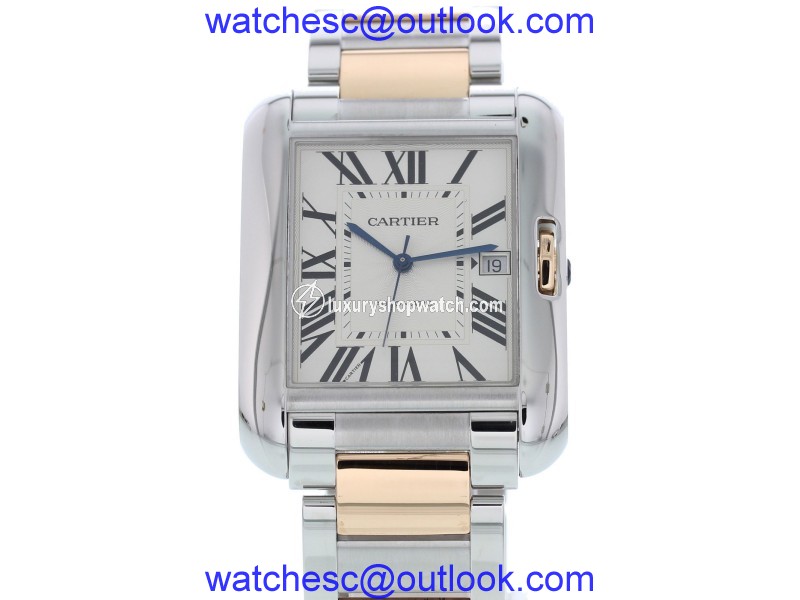 Cartier Tank Anglaise 3507 18K Rose Gold & Stainless Steel Automatic 37mm Mens Watch Cartier