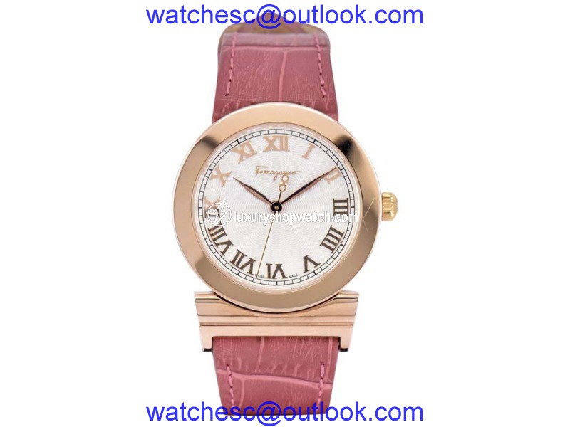 Salvatore Ferragamo F72 Pink Gold Plated Quartz 33mm Womens Watch Salvatore Ferragamo